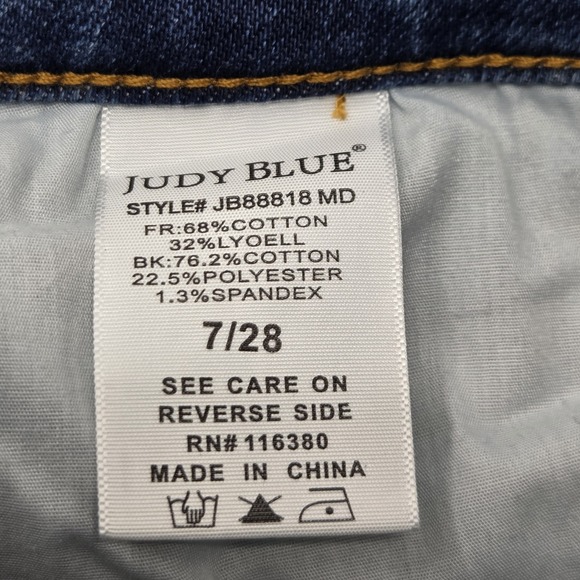 Judy Blue Mid Rise Rigid Magic Release Hem Size 7/28 Boyfriend Denim Jeans 88818 - Picture 9 of 9